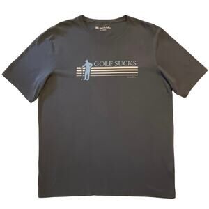 Travis Mathew Golf Sucks Tshirt Mens Size L Pima Cotton Gray Graphic Casual